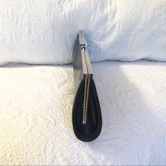 Black Clutch Handbag with Silver Chain - Picture 5 of 8